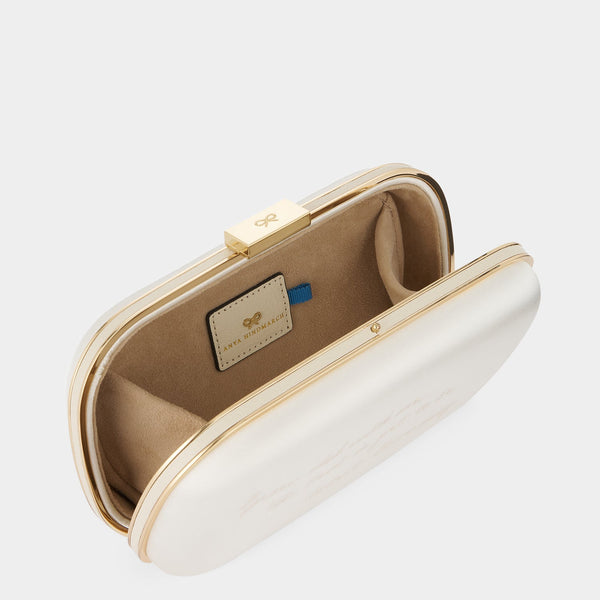 Anya Hindmarch Marano Bridal Clutch Satin/Suede Leather In Ivory