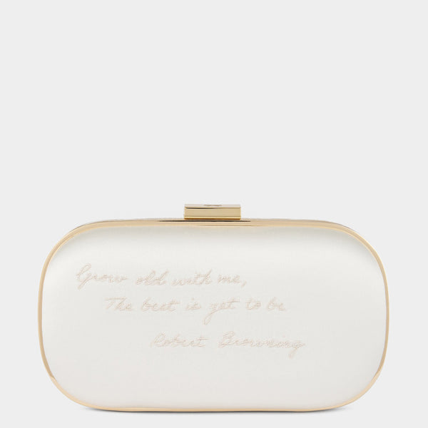 anya hindmarch Marano Bridal Clutch Satin/Suede Leather in Ivory