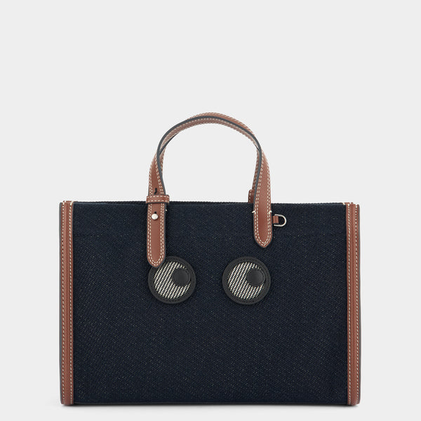Anya Hindmarch Mini E/W Eyes Tote Cotton Drill In Navy