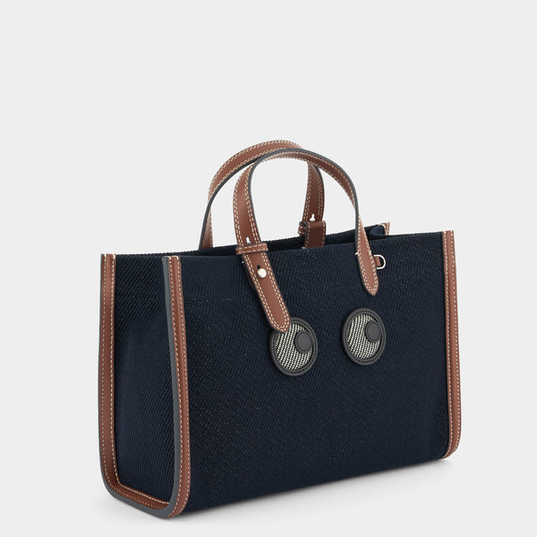 Anya Hindmarch Mini E/W Eyes Tote Cotton Drill In Navy