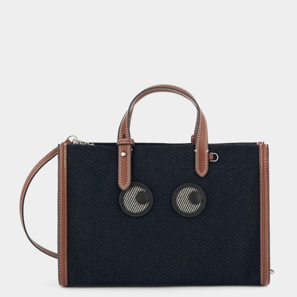 anya hindmarch Mini E/W Eyes Tote Cotton Drill in Navy