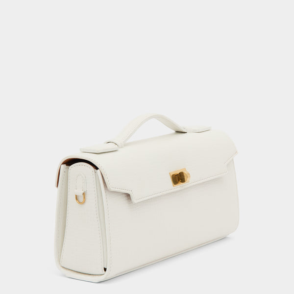 Anya Hindmarch Mortimer Clutch Crosshatch Calf Leather In White