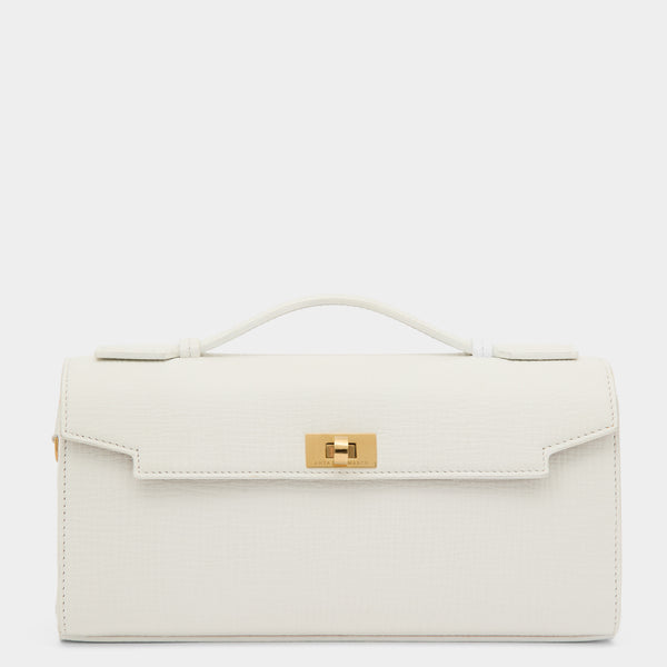 anya hindmarch Mortimer Clutch Crosshatch Calf Leather in White