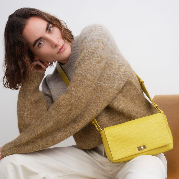 Anya Hindmarch Mortimer Cross-body Crosshatch Calf Leather In Taxi Yellow
