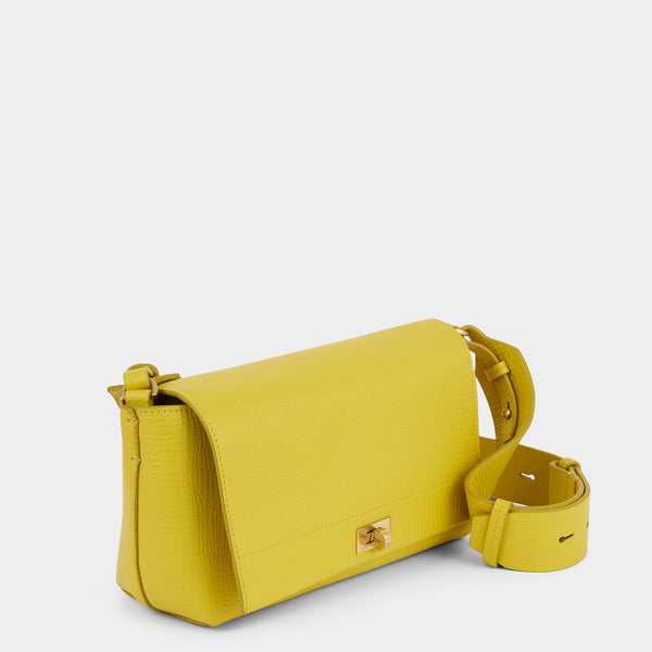 Anya Hindmarch Mortimer Cross-body Crosshatch Calf Leather In Taxi Yellow