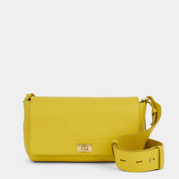 anya hindmarch Mortimer Cross-body Crosshatch Calf Leather in Taxi Yellow