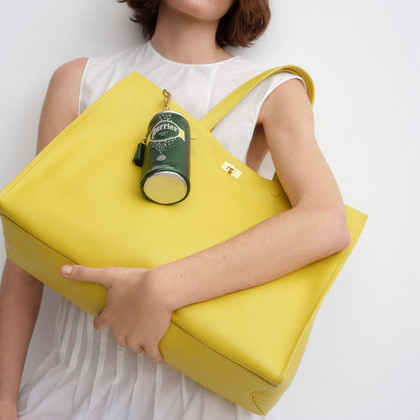 anya Hindmarch Mortimer Tote Crosshatch Calf Leather In Taxi Yellow