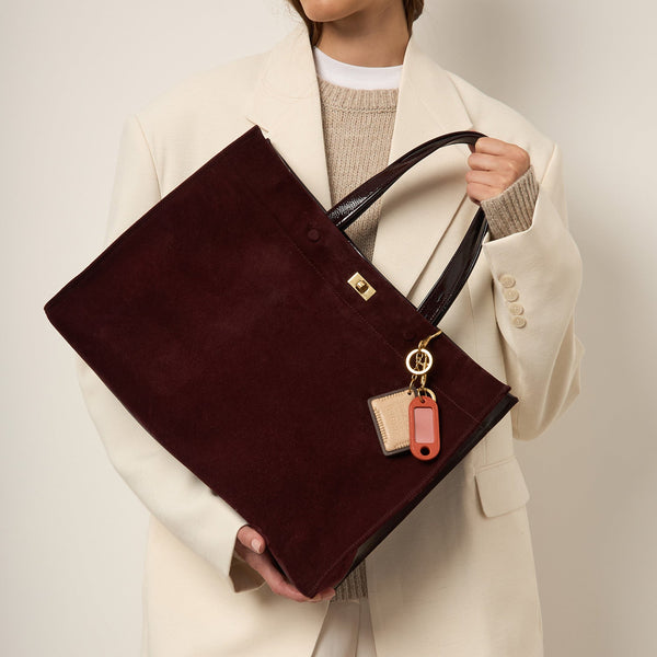 Anya Hindmarch Mortimer Tote Suede/Patent Leather In Grape