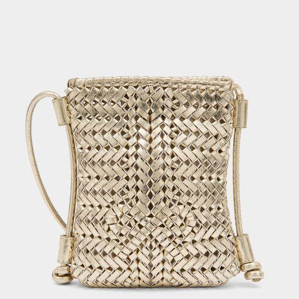 anya hindmarch Neeson Cross-body Pouch Capra Leather in Platino Gold anya hindmarch Neeson Cross-body Pouch Capra Leather in Platino Gold