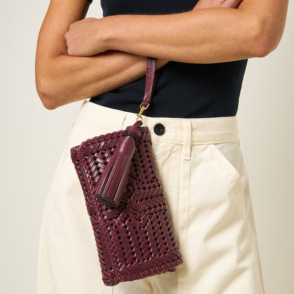 Anya Hindmarch Neeson Tassel Clutch Calf Leather In Orchid Purple