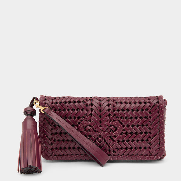 anya hindmarch Neeson Tassel Clutch Calf Leather in Orchid Purple anya hindmarch Neeson Tassel Clutch Calf Leather in Orchid Purple