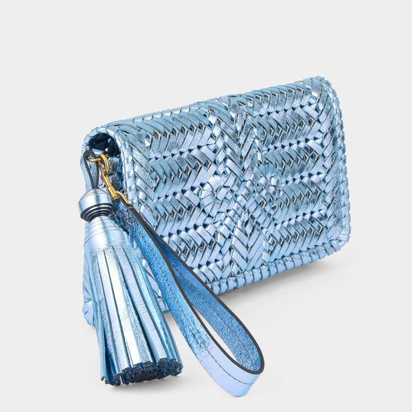 Anya Hindmarch Neeson Tassel Clutch Capra Leather In Cornflower Blue