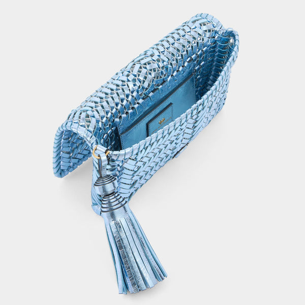 Anya Hindmarch Neeson Tassel Clutch Capra Leather In Cornflower Blue