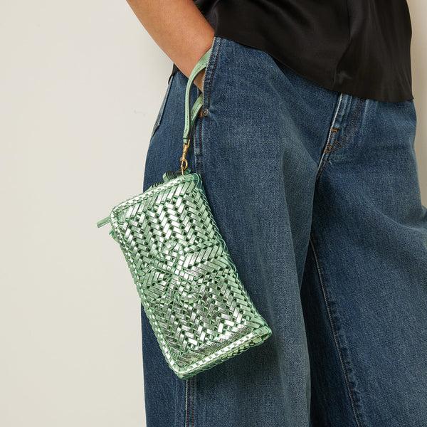 Anya Hindmarch Neeson Tassel Clutch Capra Leather In Pistachio Green