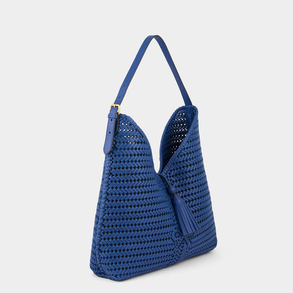 Anya Hindmarch Neeson Tassel Hobo Bag Capra Leather In Monday Blue