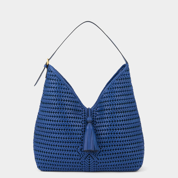 anya hindmarch Neeson Tassel Hobo Bag Capra Leather in Monday Blue anya hindmarch Neeson Tassel Hobo Bag Capra Leather in Monday Blue