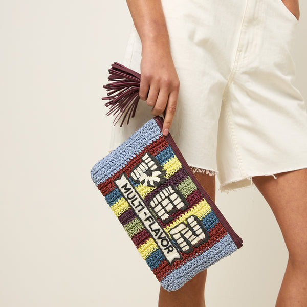 Anya Hindmarch Raffia Anya Brands PEZ Pochette Paper Raffia/Capra Leather In Multi