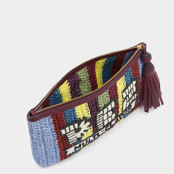 Anya Hindmarch Raffia Anya Brands PEZ Pochette Paper Raffia/Capra Leather In Multi