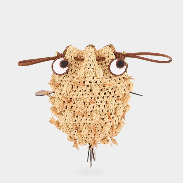 Anya Hindmarch Raffia Blowfish Cross-body Natural Raffia/Smooth Leather In Natural