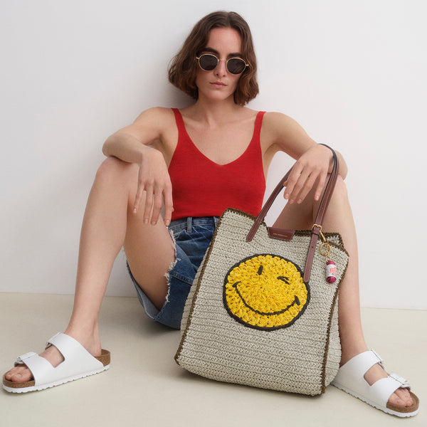 Anya Hindmarch Raffia N/S Wink Tote Paper Raffia/Calf Leather In Natural Brown