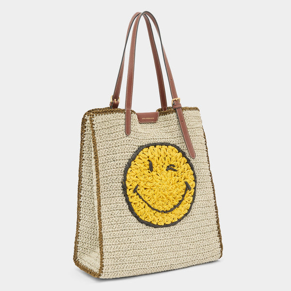 Anya Hindmarch Raffia N/S Wink Tote Paper Raffia/Calf Leather In Natural Brown