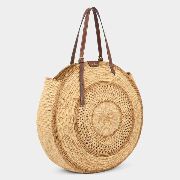 Anya Hindmarch Raffia Round Bow Tote Raffia In Natural