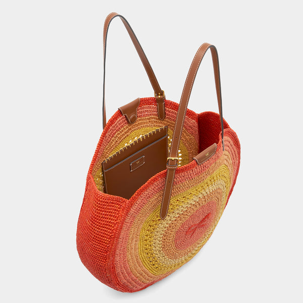 Anya Hindmarch Raffia Round Bow Tote Raffia In Orange/Multi