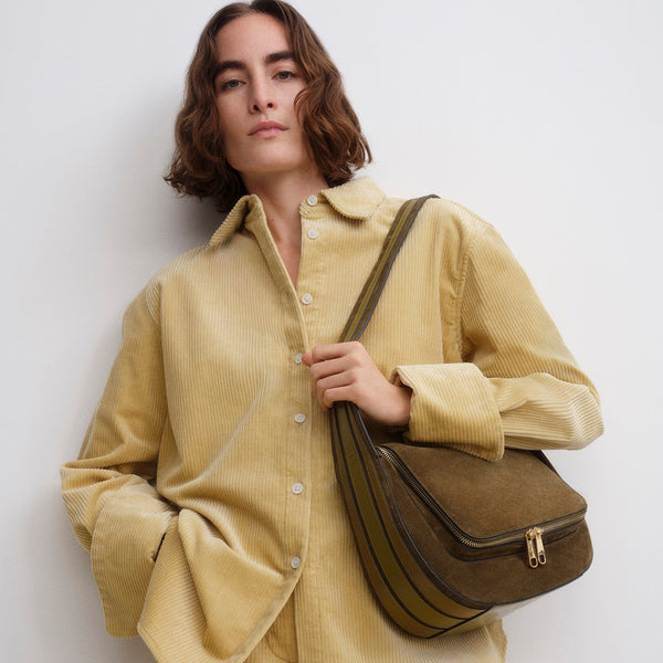 Anya Hindmarch Vere Shoulder Bag Suede Leather/Calf Leather In Bonsai Green