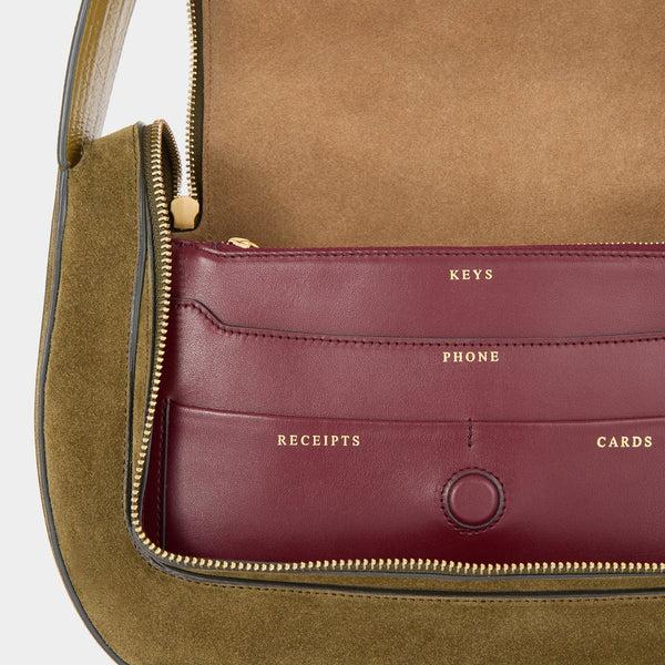 Anya Hindmarch Vere Shoulder Bag Suede Leather/Calf Leather In Bonsai Green