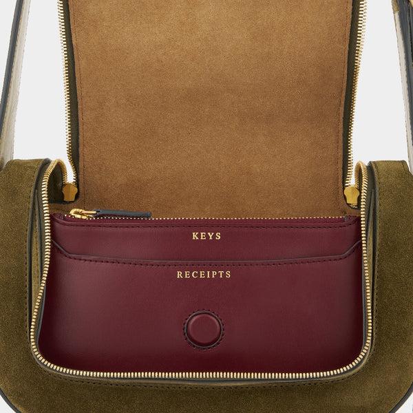 Anya Hindmarch Vere Small Cross-body Suede Leather/Calf Leather In Bonsai Green