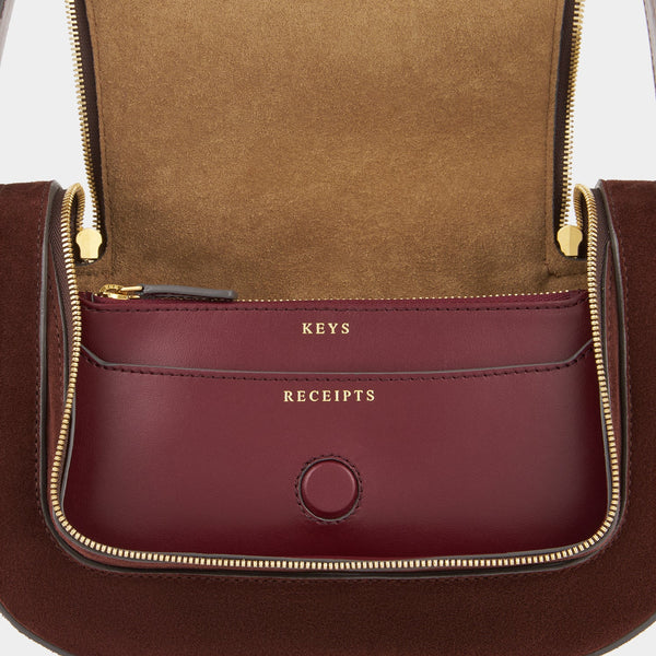 Anya Hindmarch Vere Small Cross-body Suede Leather/Calf Leather In Dark Cedar Brown