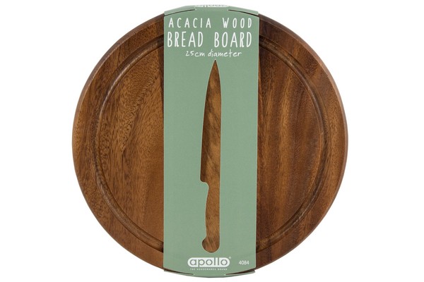 apollo housewares 4084 - Acacia Bread Board 25cm round Acacia Bread Board 25cm round