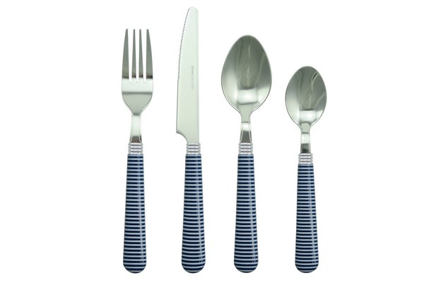 apollo housewares 4437 - SS Cutlery Set 16pc HOOPS BLUE SS Cutlery Set 16pc HOOPS BLUE