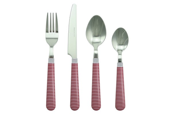 apollo housewares 4706 - SS Cutlery Set 16pc HOOPS RED SS Cutlery Set 16pc HOOPS RED