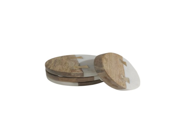 apollo housewares 4960 - Marble & Wood Coaster set4 Marble & Wood Coaster set4