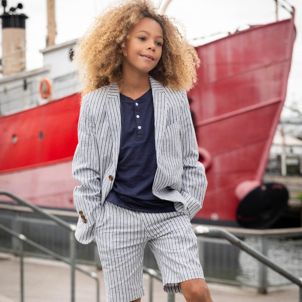 Appaman Linen Sports Jacket Navy Stripe