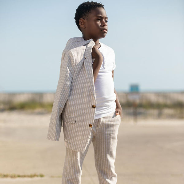 Appaman Linen Sports Jacket Sand Stripe