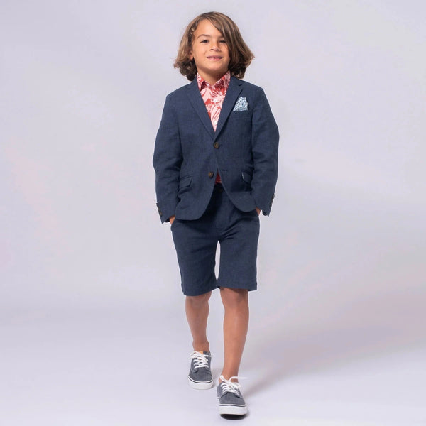 Appaman Linen Trouser Shorts Suit Blue Nights