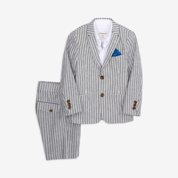 appaman Linen Trouser Shorts Suit Navy Stripe