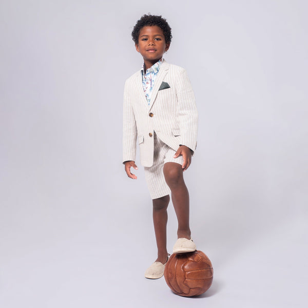 Appaman Linen Trouser Shorts Suit Sand Stripe