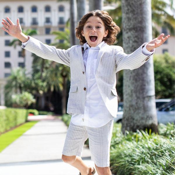 Appaman Linen Trouser Shorts Suit Sand Stripe