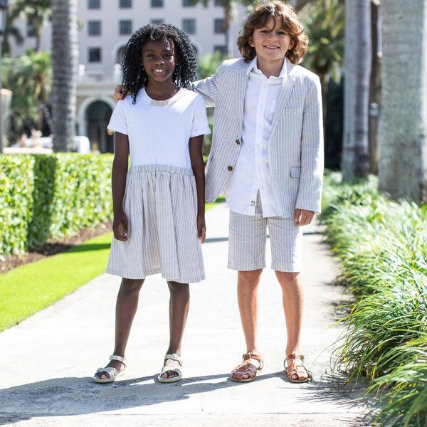 Appaman Linen Trouser Shorts Suit Sand Stripe