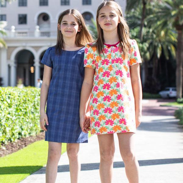 Appaman Lulu Bow Dress Indigo Glen Plaid