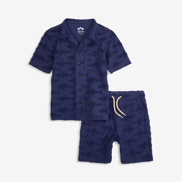 appaman Resort Terry Set Navy Sharks