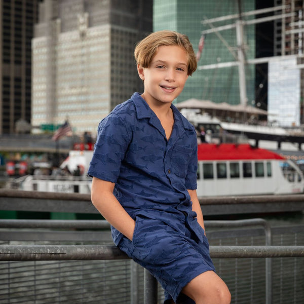 Appaman Resort Terry Shirt Navy Shark