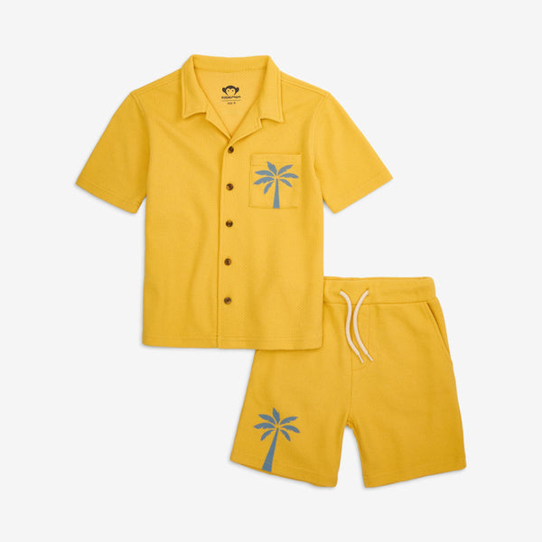 appaman Resort Waffle Knit Set Palm Tree