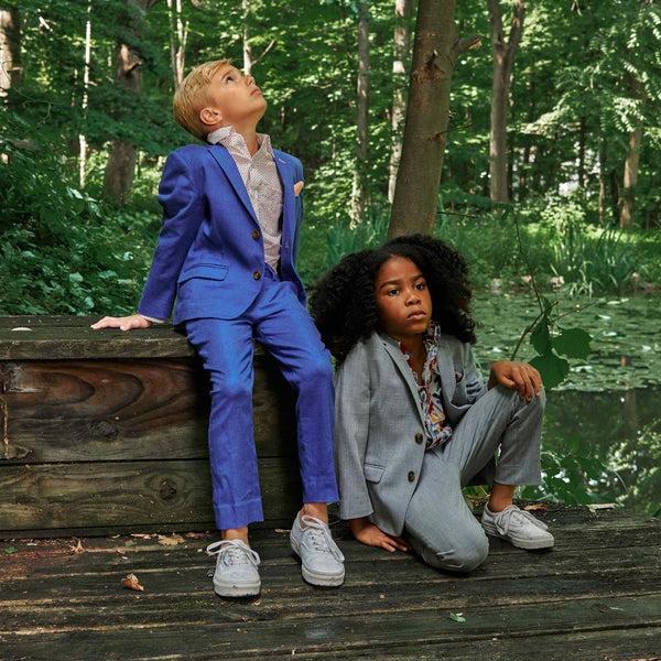 Appaman Stretchy Mod Suit Nautical Blue Linen