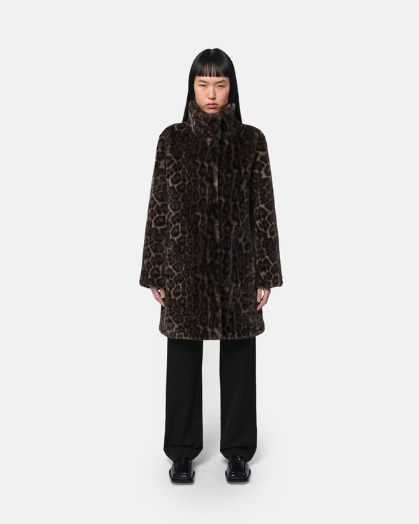 apparis Blair Coat Dark Leopard