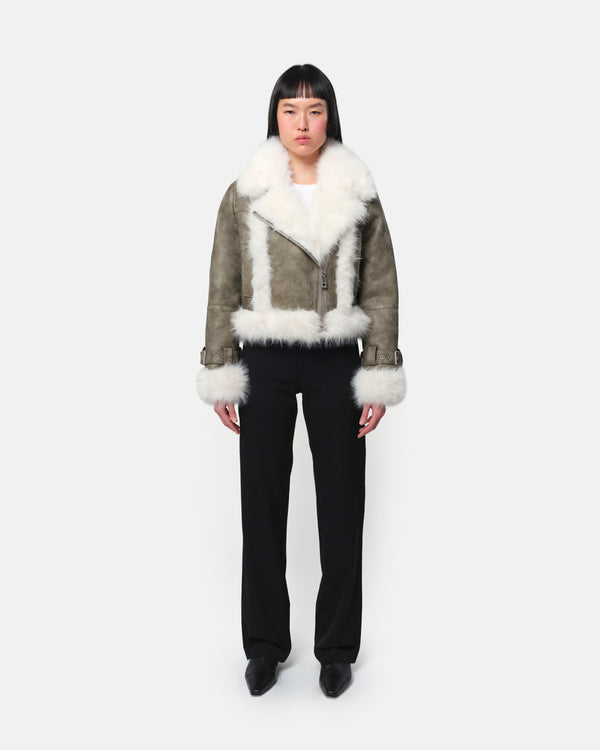 apparis Jay Moto Jacket Sage & Blanc