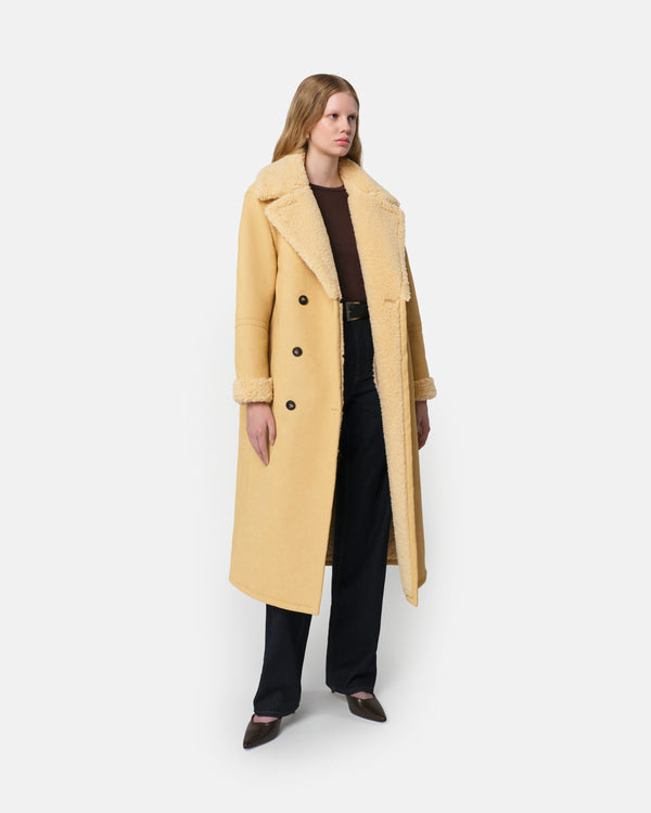 Apparis Simone Overcoat Custard